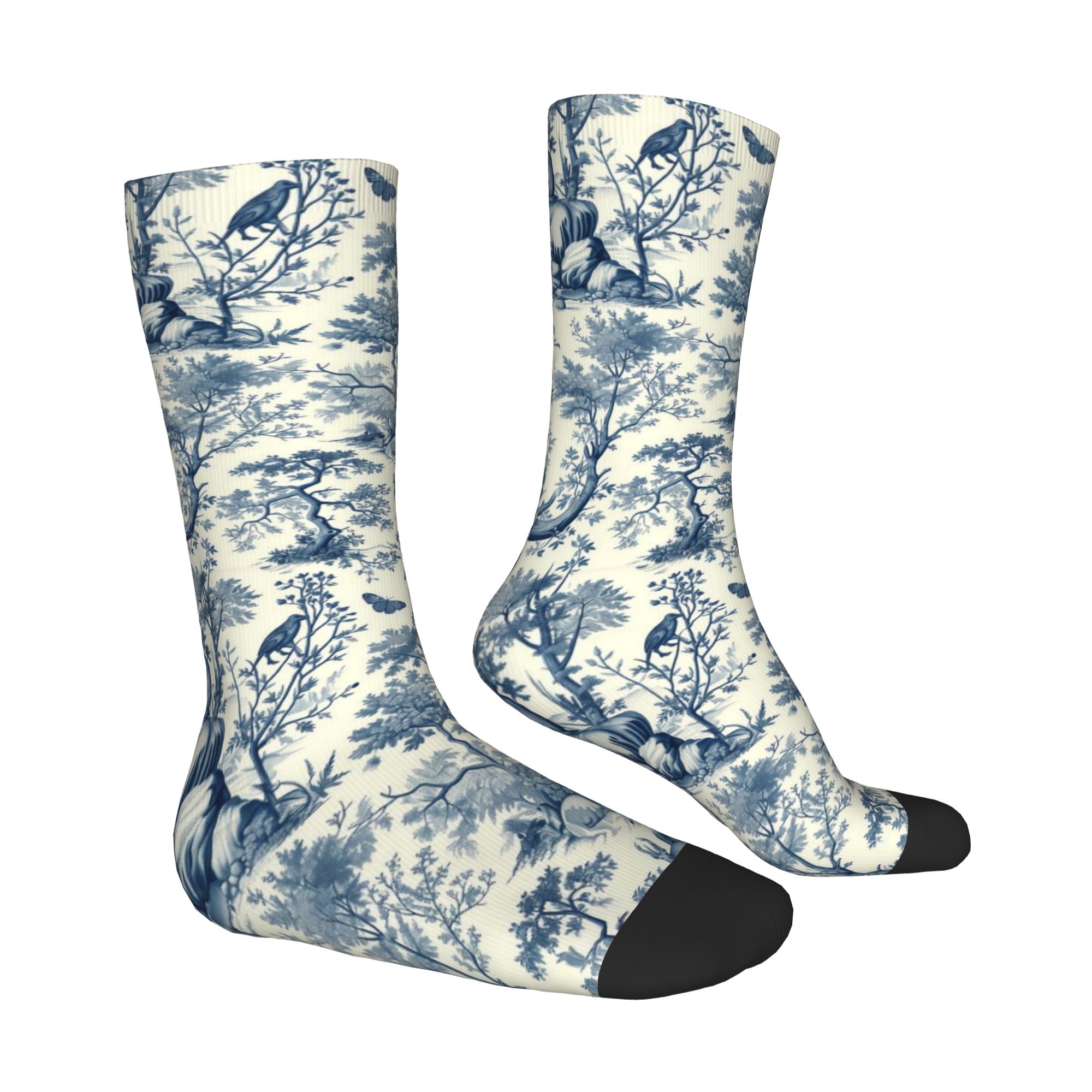 Custom Toile De Jouy  Blue Ink - Dress Sock Men ulasan dan harga